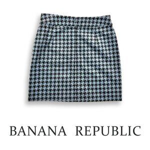Banana Republic Women's Houndstooth Pencil Skirt Grey Black Size 10 98% Cotton